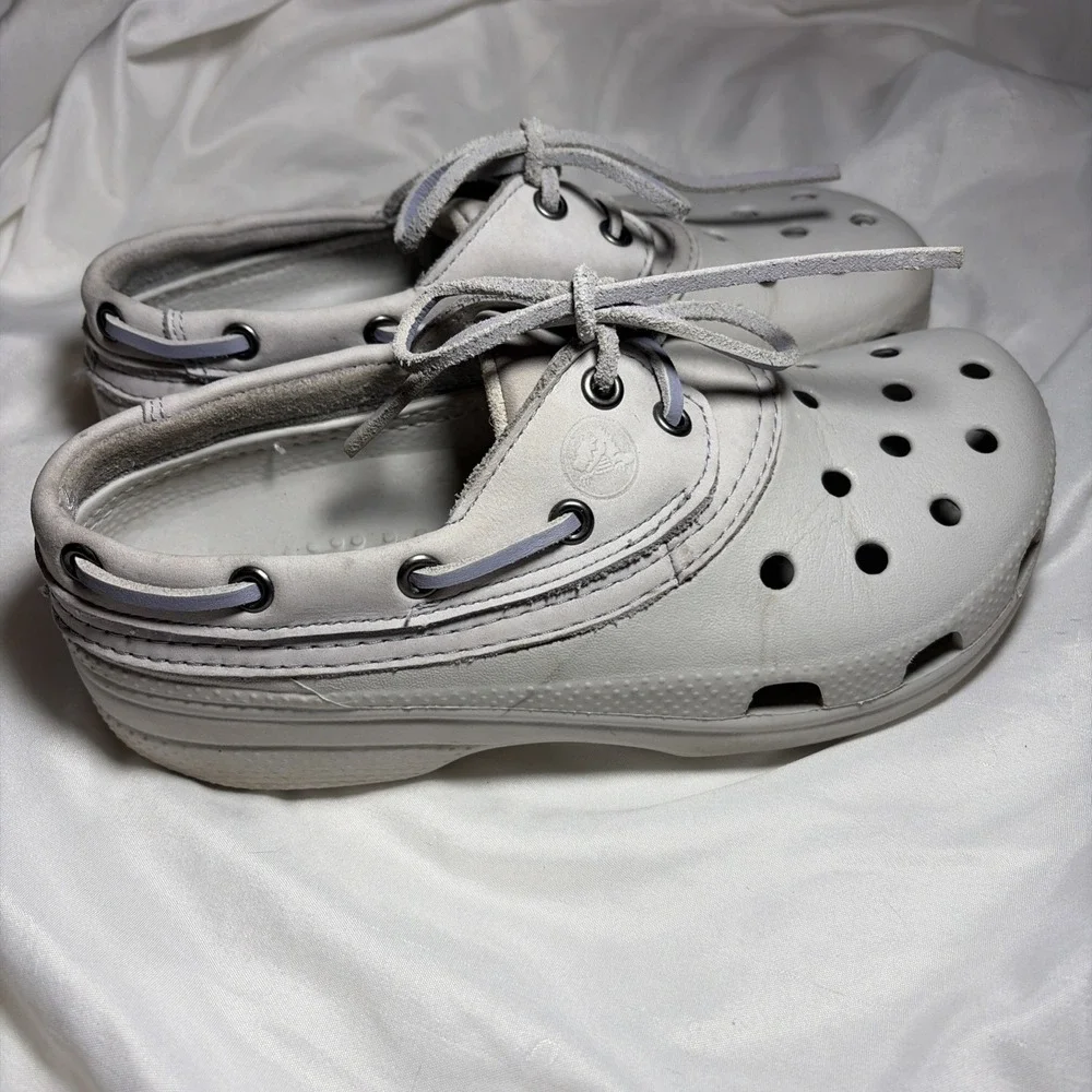 Crocs Pit Crew Islander Deck Boat Shoes , Gray Mens 5 Womens 7